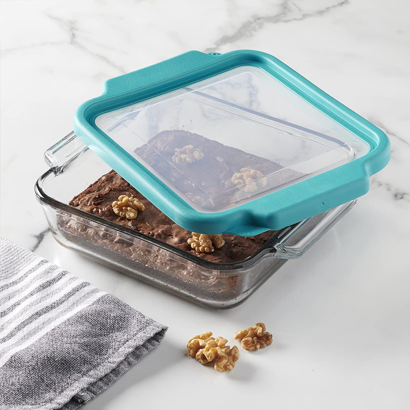 Glass Baking Dishes for Oven,  Square Glass Cake Pan with Lid