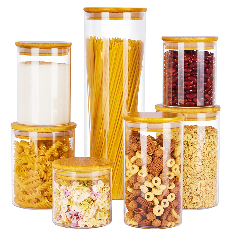 Vtopmart Glass Food Storage Jars, Food Containers with Airtight Bamboo Lid